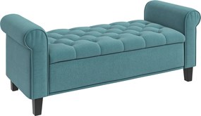 HOMCOM Párnázott Pad, Ágy Pad, Ülőpad Fátyol Hatással, Előszoba Pad Tárolóval a Hálószobához, 120 kg-ig Terhelhető, Zöld, 126 x 48.5 x 47 cm | Aosom