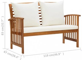 tömör akácfa kerti pad párnákkal 119 cm