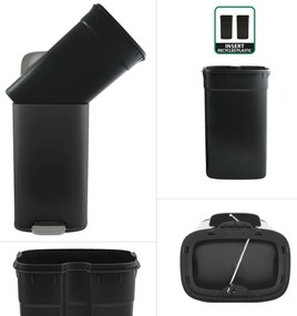 Spirella Pedálos szemetes soft-close Akira 50 l,matt fekete, 50 l