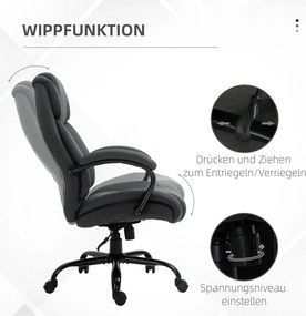 Vinsetto Főnöki irodai szék, forgószék párnázott karfákkal, teherbírás akár 220 kg, szövet, szürke