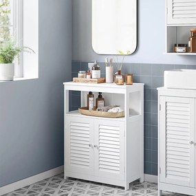 Szabadon álló ajtós szekrény, fürdőszobai padlószekrény 60 x 30 x 80 cm, fehér