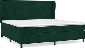 vidaXL sötétzöld bársony rugós ágy matraccal 200x200 cm
