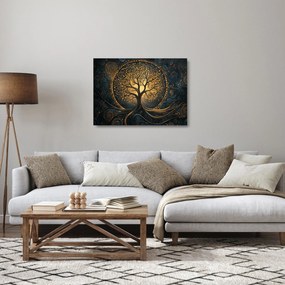 Üveg kép – Arany aurájú fa (70x50 cm)