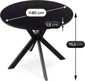 Stół LAUREN 80 cm Czarny