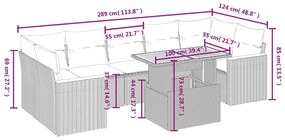 8-részes szürke polyrattan kerti ülőgarnitúra párnákkal