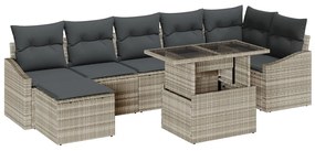 Kerti kanapé szett 8 darabos szett Szürke Rattan Kerti kanapé