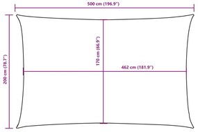 sárga téglalap alakú oxford-szövet napvitorla 2 x 5 m