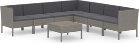 vidaXL 8 részes szürke polyrattan kerti ülőgarnitúra párnákkal