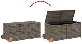 szürke polyrattan kerti tárolóláda kerekekkel 283 L