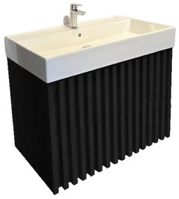 Fürdőszobaszekrény mosdókagylóval SAT Delano 60x56x46 cm fekete matt DELANO60ZCSAT