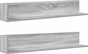 vidaXL 2 db szürke sonoma színű szerelt fa fali polc 100x16,5x16,5 cm