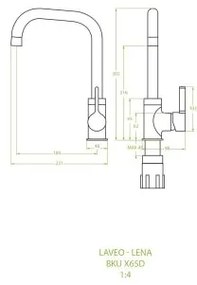Laveo Lena, álló konyhai csaptelep h-302, fehér, LAV-BKU_665D