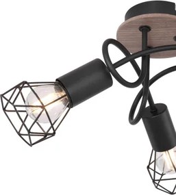 Globo 54802S-3DH Spotlámpa fekete fém, barna fa betéttel. Ø:380, H:210, fényforrás nélkül 3xE14 40W 230V
