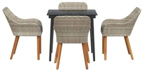 Étkezőgarnitúra 5 pcs Világosszürke Poli rattan