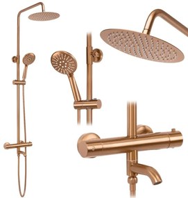 REA-P8807 - LUNGO termosztátos zuhanyszett, szálcsiszolt réz