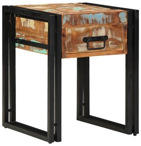 Végasztal Fiókkal Fekete 40x40x50 cm Tömör Újrahasznosított Fa