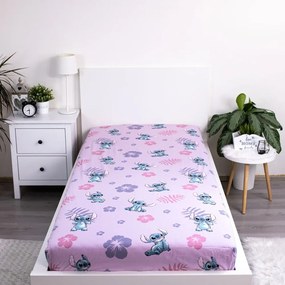Gumis egyszemélyes pamut gyerek lepedő 90x200 cm Lilo and Stitch – Jerry Fabrics