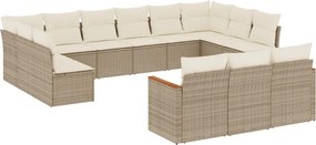 vidaXL 13 részes bézs polyrattan kerti ülőgarnitúra párnákkal