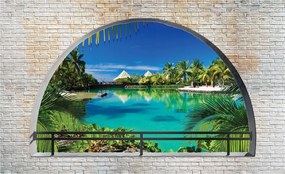 Flizelin fotótapéta Tengerpart Laguna Pálmafák Paradicsom 312x219 +ragasztó