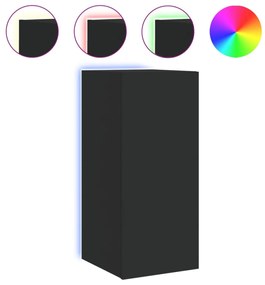 fekete fali TV-szekrény LED-világítással 30,5x35x70 cm