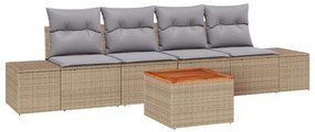 vidaXL Kerti Kanapé Szett párnával 5 pcs Bézs Poli rattan