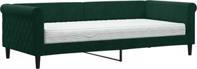 vidaXL zöld bársony heverő matraccal 90 x 200 cm
