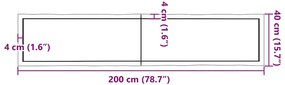 sötétbarna kezelt tömör asztallap 200x40x(2-6) cm