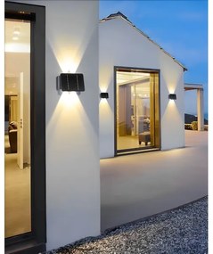 LED Napelemes fali lámpa 4xLED/1,5W/3,7V 1500 mAh IP54 fekete