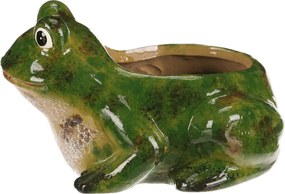 Kerámia virágtartó béka formában zöld