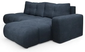 ALMADA jobb oldali, ágyazható L alakú kárpitozott sarokülőgarnitúra tárolóval, kék