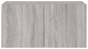 szürke sonoma színű fali TV-szekrény LED-del 80x35x41 cm