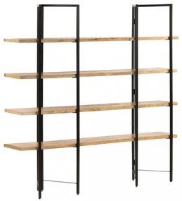 4 szintes tömör mangófa könyvespolc 160 x 35 x 160 cm