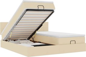 vidaXL Ottomán ágykeret matracokkal Krém 160x200cm szövet
