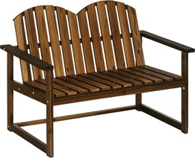 Outsunny Kerti Pad, 2-Személyes Pad, Fa Pad Háttámlával és Karfával, Park Pad, Teherbírás 240 kg-ig, Kertbe, Erkélyre, Sötétszürke, 114 x 63 x 86 cm |