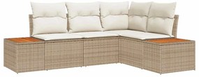 vidaXL Kerti Kanapé Szett párnával 4 pcs Beige és krém Polyrattan