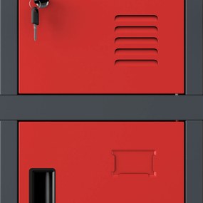 Fém öltözőszekrény ROBERT 1360 x 1720 x 450 mm, antracit-piros