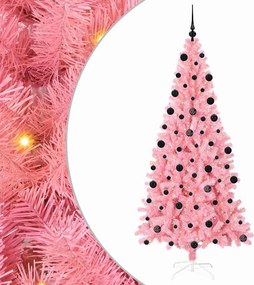 vidaXL Karácsonyfa 300 LED-del állvánnyal Rózsaszín 210 cm PVC