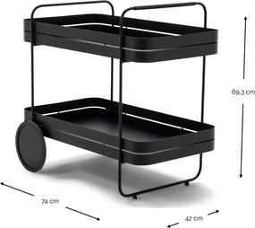 Fém gurulós zsúrkocsi 74x42 cm Gin &amp; Trolley – Spinder Design