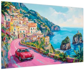 Kép - Rózsaszín part menti út (90x60 cm)