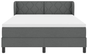 Boxspring Ágy Matrac Tartozékkal Sötétszürke 140x200 cm Szövet