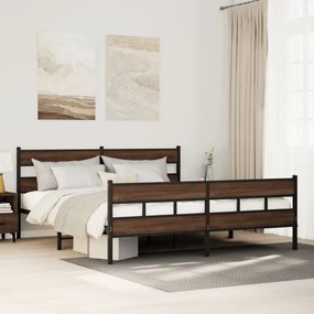 barna tölgy színű fém ágykeret matrac nélkül 200 x 200 cm