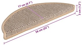 15 db szizál hatású világos bézsszínű lépcsőszőnyeg 56x17x3 cm