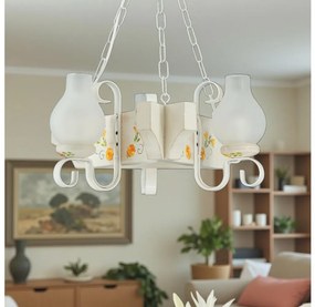 Brilagi - Láncos csillár QUEEN 3xE14/40W/230V bükk/krémszínű