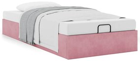 Ottomán ágykeret matrac nélkül rózsaszín 80x200 cm bársony