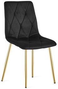 Fekete bársony étkezőszék LIBRA arany lábakkal