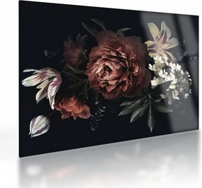 Kép - sötét virágok (üvegen) (70x50 cm)