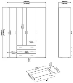 Fehér ruhásszekrény 154x200 cm Space – Tvilum