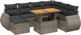 vidaXL 8 részes szürke polyrattan kerti ülőgarnitúra párnákkal
