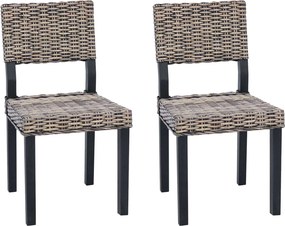 vidaXL Étkezőszék 2 pcs Fekete Mosás 46 x 55 x 84 cm Kubu rattán