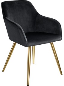 tectake 403654 marilyn bársony kinézetű székek, arany színű - fekete/arany